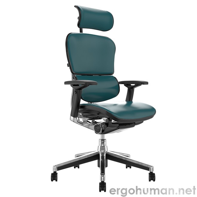 Ergohuman Elite Teal Leather Office Chair with Head Res